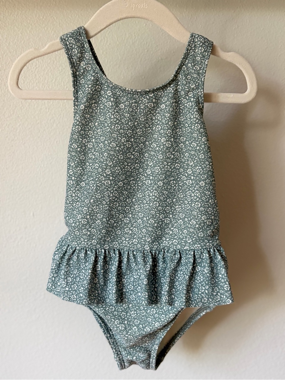Toddler Floral Ruffle One-Piece Swimsuit - Sage Green